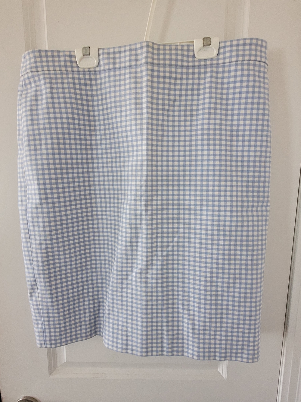 J. Crew Light Blue and White Gingham Pencil Skirt